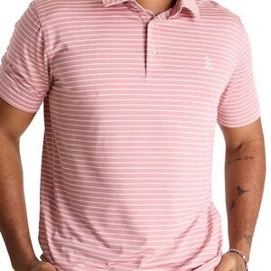 Chubbies The Newbie Performance Polo Dusty Pink Stripe Large NWT